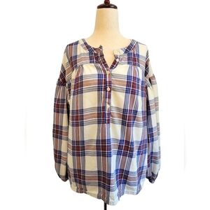 Every Moment Plaid Blouse Large